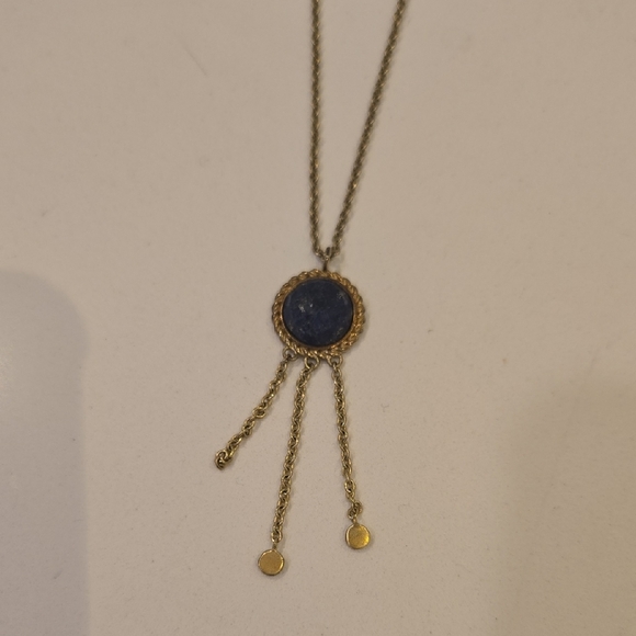 Sezane Necklace, Blue Stone Pendant With Drops - Picture 4 of 17